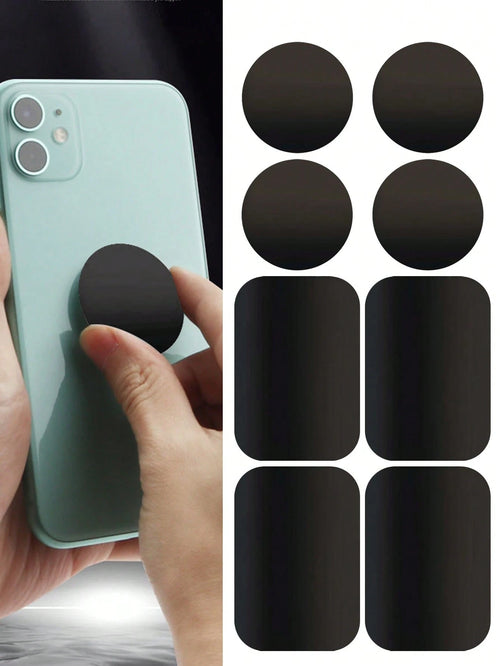 Magnetic Plates Black 16PCS/8PCS/4PCS, Ultra-Thin Stainless Steel Magnetic Stickers, Black Metal Backplate With Strong Adhesive, Phone Case, Supports Wireless Charging, Car Mount, Compatible With Univ