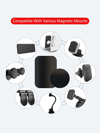 Magnetic Plates Black 16PCS/8PCS/4PCS, Ultra-Thin Stainless Steel Magnetic Stickers, Black Metal Backplate With Strong Adhesive, Phone Case, Supports Wireless Charging, Car Mount, Compatible With Univ