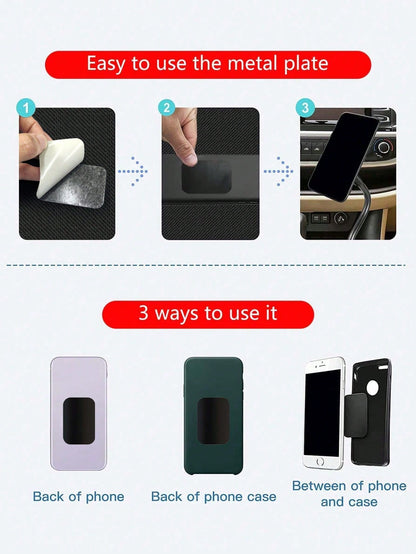 Magnetic Plates Black 16PCS/8PCS/4PCS, Ultra-Thin Stainless Steel Magnetic Stickers, Black Metal Backplate With Strong Adhesive, Phone Case, Supports Wireless Charging, Car Mount, Compatible With Univ