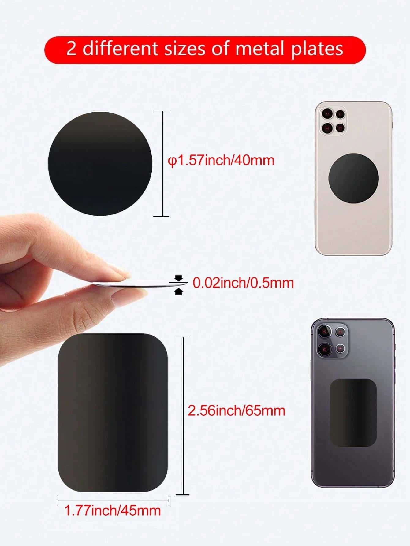 Magnetic Plates Black 16PCS/8PCS/4PCS, Ultra-Thin Stainless Steel Magnetic Stickers, Black Metal Backplate With Strong Adhesive, Phone Case, Supports Wireless Charging, Car Mount, Compatible With Univ