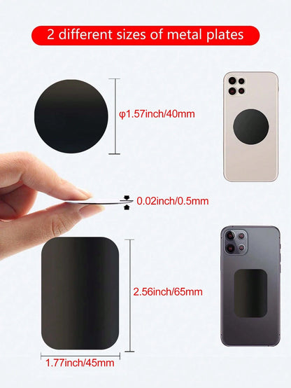 Magnetic Plates Black 16PCS/8PCS/4PCS, Ultra-Thin Stainless Steel Magnetic Stickers, Black Metal Backplate With Strong Adhesive, Phone Case, Supports Wireless Charging, Car Mount, Compatible With Univ