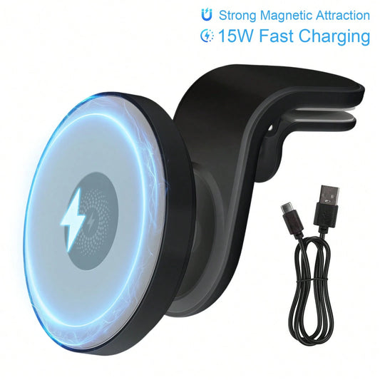 Magnetic Wireless Car Charger, 2 In 1 Fast Charging Magnetic Car Charger Mount Phone Holder For Phone 16 15 14 13 12 Pro Max/Plus/Mini Car Accessories