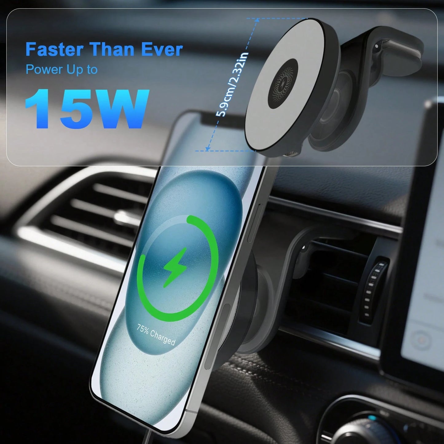 Magnetic Wireless Car Charger, 2 In 1 Fast Charging Magnetic Car Charger Mount Phone Holder For Phone 16 15 14 13 12 Pro Max/Plus/Mini Car Accessories