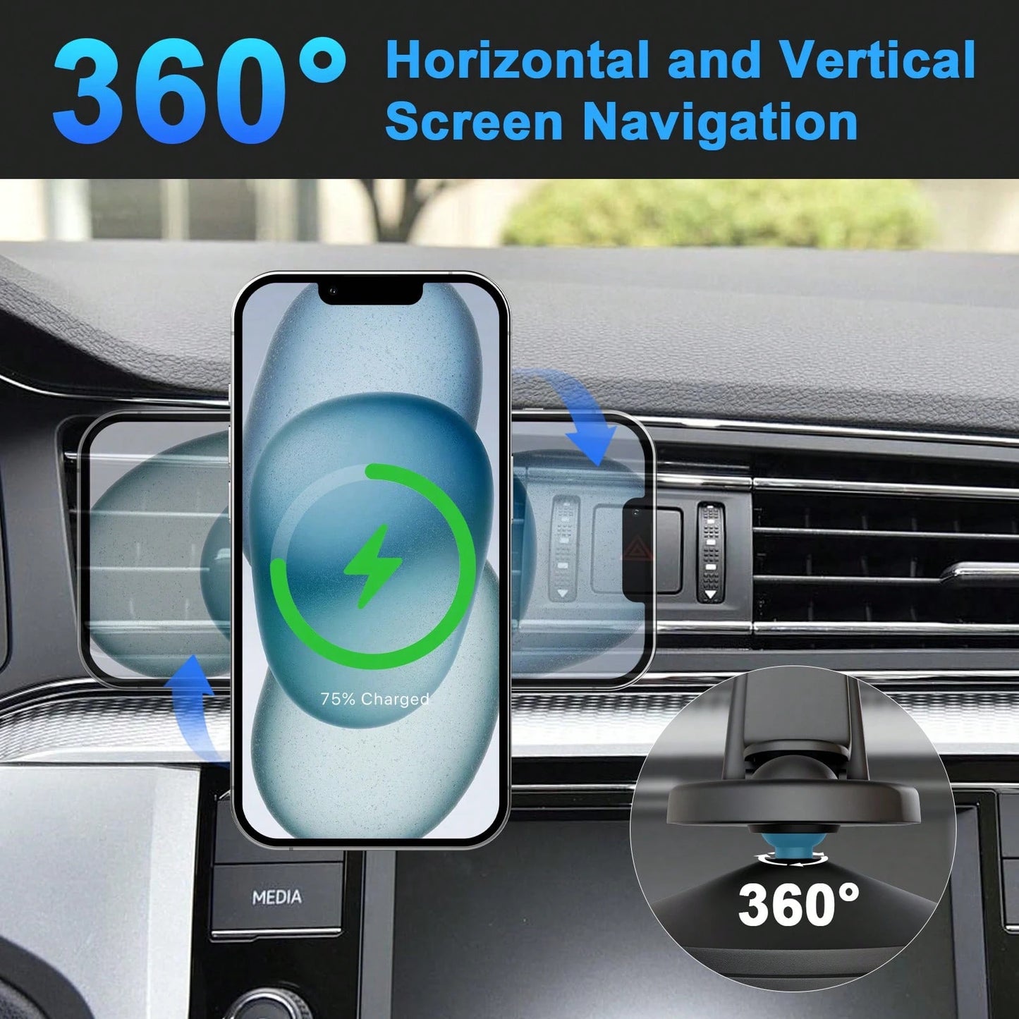 Magnetic Wireless Car Charger, 2 In 1 Fast Charging Magnetic Car Charger Mount Phone Holder For Phone 16 15 14 13 12 Pro Max/Plus/Mini Car Accessories