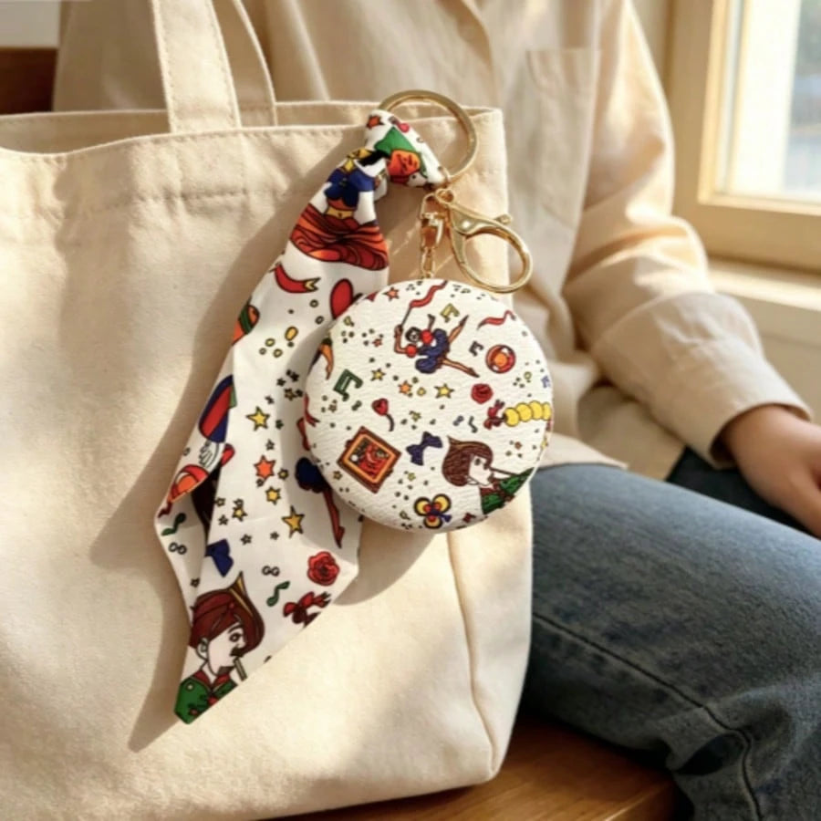 Makeup Mirror Keychain Exquisite Vintage Leather Pendant Double-Sided Mirror Bag Light Luxury 2026 Model