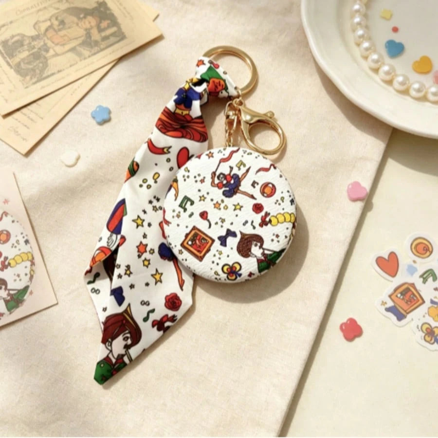 Makeup Mirror Keychain Exquisite Vintage Leather Pendant Double-Sided Mirror Bag Light Luxury 2026 Model