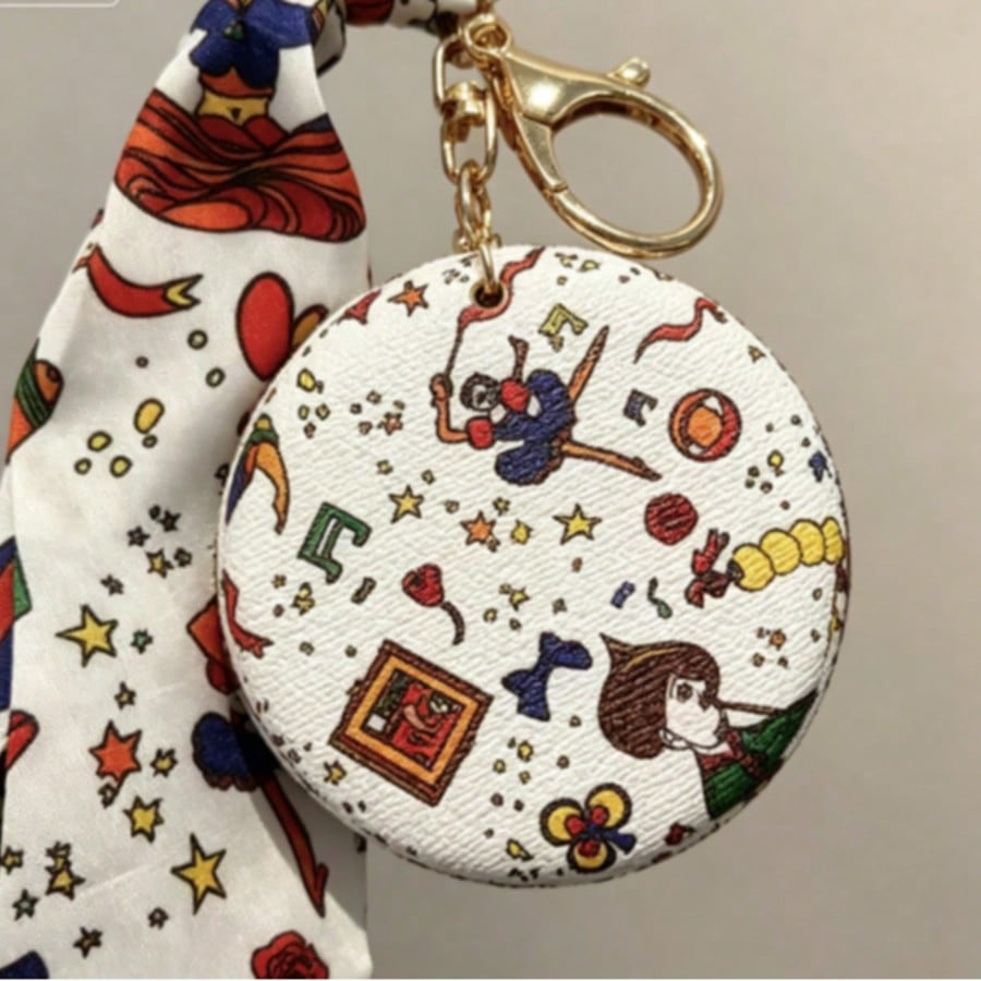 Makeup Mirror Keychain Exquisite Vintage Leather Pendant Double-Sided Mirror Bag Light Luxury 2026 Model