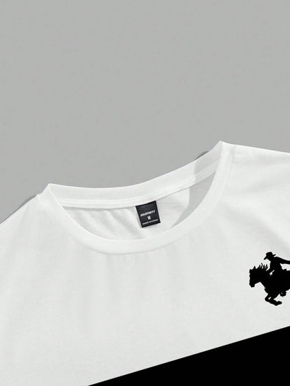 Manfinity Hypemode Men's Classic Striped Horse Logo Apricot T-Shirt