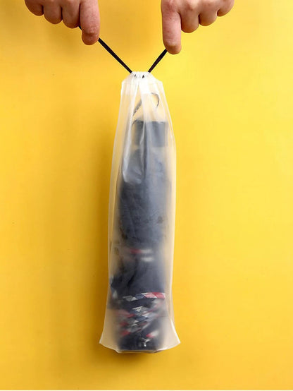 Matte Transparent Plastic Reusable Drawstring Umbrella Storage Bag, Portable Umbrella Storage Cover (Assorted Cord Colors)