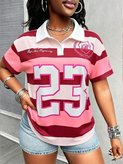 Maweii Women's Sweet And Edgy Casual Vacation Simple Romantic Lapel Short-Sleeve T-Shirt