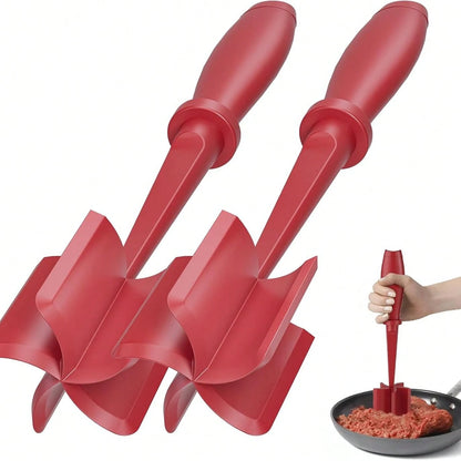 Meat Chopper, Upgrade Hamburger Smasher, Premium Heat Resistant Meat Masher For Ground Beef, Ground Turkey And More, Non Stick Mix Grinder-Red