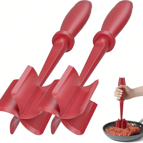 Meat Chopper, Upgrade Hamburger Smasher, Premium Heat Resistant Meat Masher For Ground Beef, Ground Turkey And More, Non Stick Mix Grinder-Red
