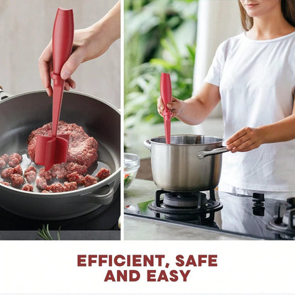 Meat Chopper, Upgrade Hamburger Smasher, Premium Heat Resistant Meat Masher For Ground Beef, Ground Turkey And More, Non Stick Mix Grinder-Red