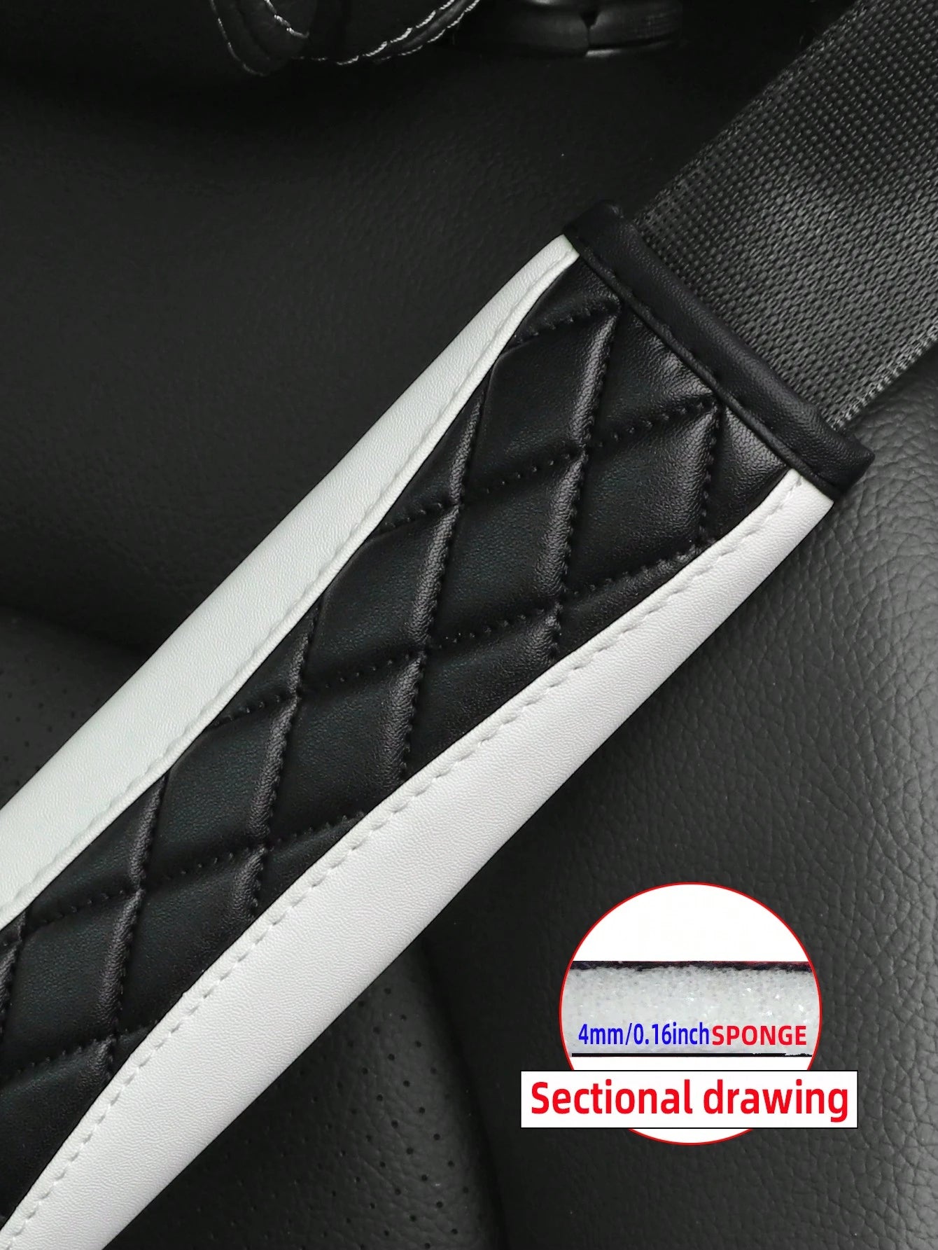 MEIKAXIU 1pc 3D Embroidery Faux Sheepskin Seat Belt Shoulder Pad For Car, Comfortable Pressure Relief And Anti-Rub