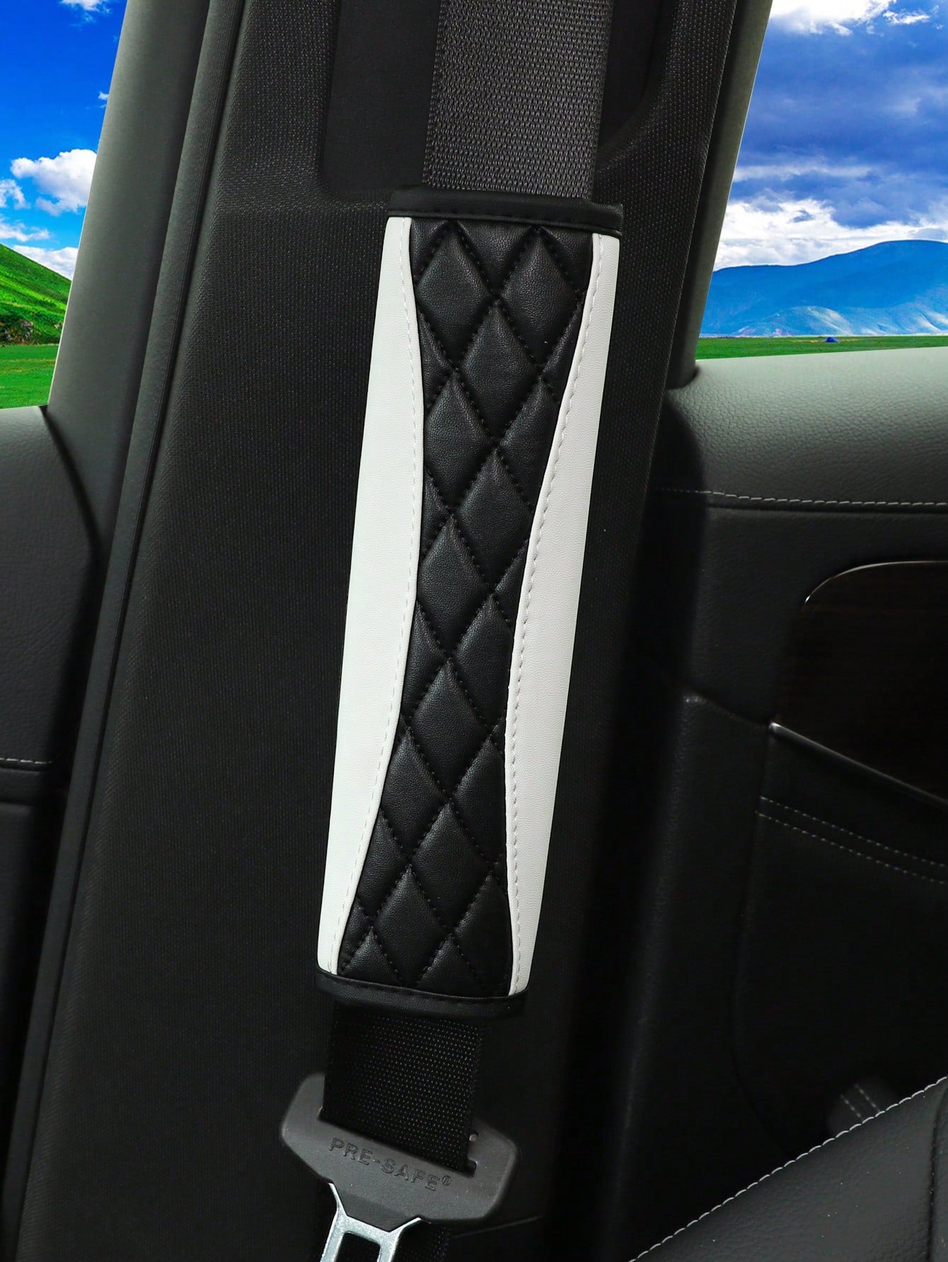 MEIKAXIU 1pc 3D Embroidery Faux Sheepskin Seat Belt Shoulder Pad For Car, Comfortable Pressure Relief And Anti-Rub