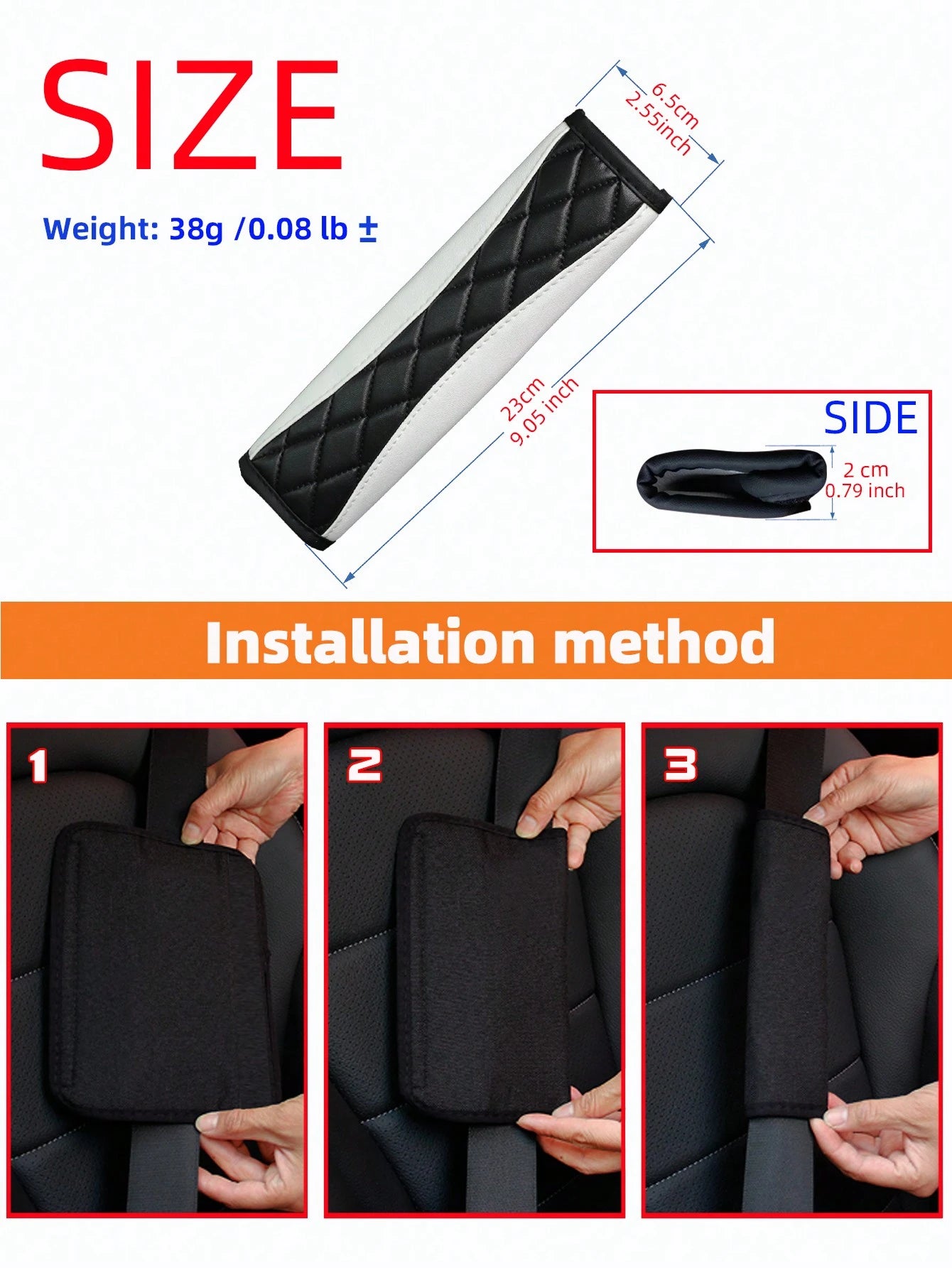 MEIKAXIU 1pc 3D Embroidery Faux Sheepskin Seat Belt Shoulder Pad For Car, Comfortable Pressure Relief And Anti-Rub