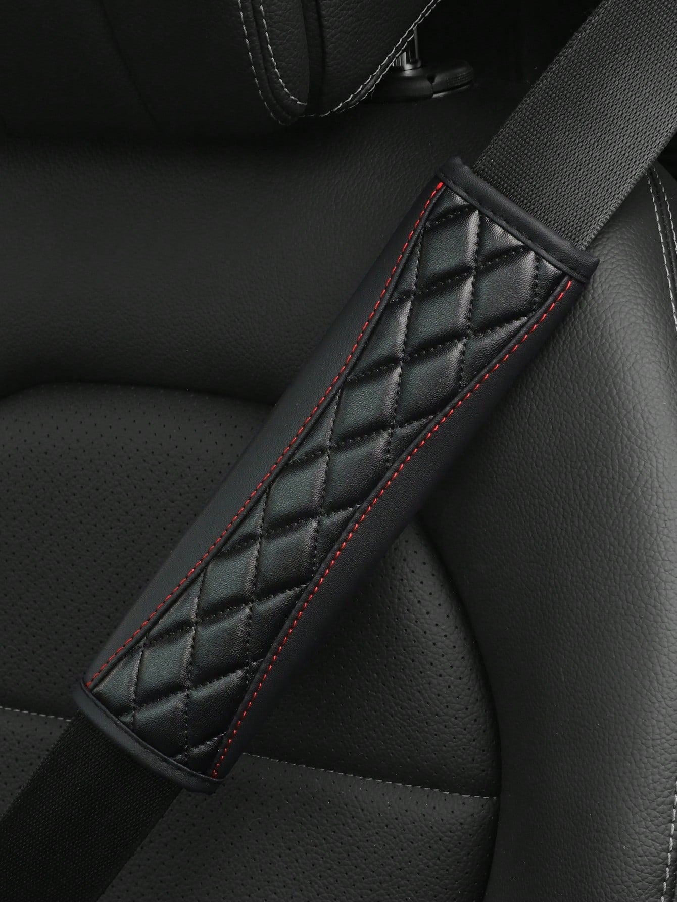 MEIKAXIU 1pc 3D Embroidery Faux Sheepskin Seat Belt Shoulder Pad For Car, Comfortable Pressure Relief And Anti-Rub