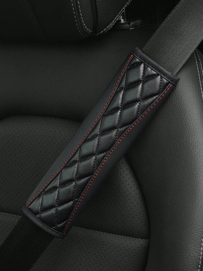 MEIKAXIU 1pc 3D Embroidery Faux Sheepskin Seat Belt Shoulder Pad For Car, Comfortable Pressure Relief And Anti-Rub
