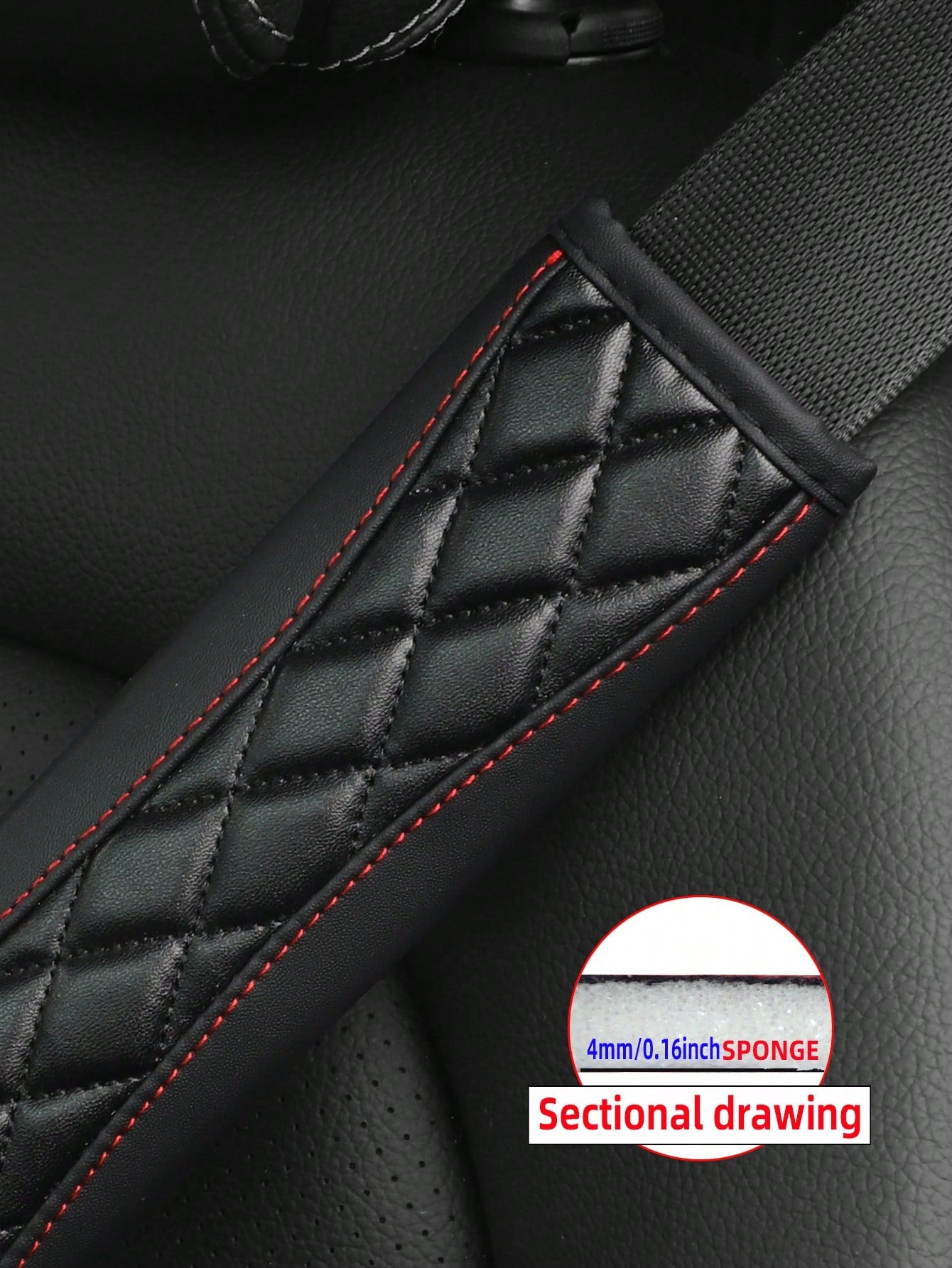 MEIKAXIU 1pc 3D Embroidery Faux Sheepskin Seat Belt Shoulder Pad For Car, Comfortable Pressure Relief And Anti-Rub