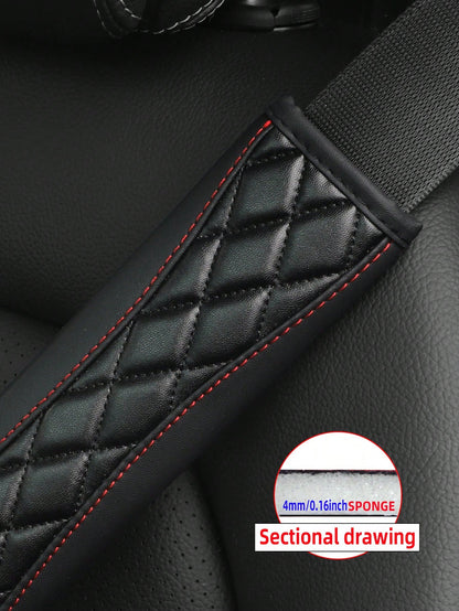 MEIKAXIU 1pc 3D Embroidery Faux Sheepskin Seat Belt Shoulder Pad For Car, Comfortable Pressure Relief And Anti-Rub