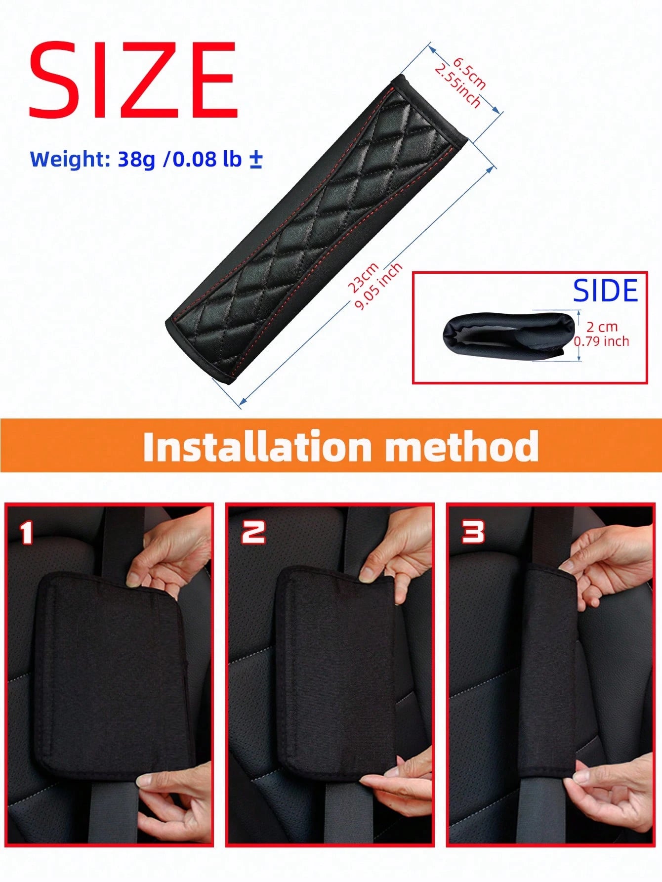 MEIKAXIU 1pc 3D Embroidery Faux Sheepskin Seat Belt Shoulder Pad For Car, Comfortable Pressure Relief And Anti-Rub