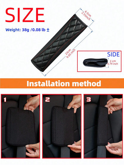 MEIKAXIU 1pc 3D Embroidery Faux Sheepskin Seat Belt Shoulder Pad For Car, Comfortable Pressure Relief And Anti-Rub