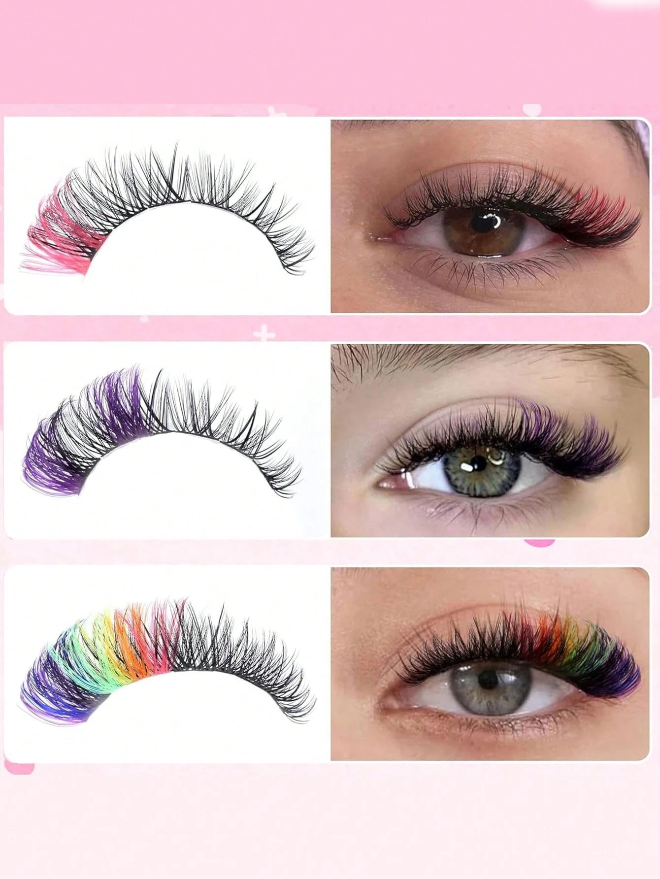 MEM 240Pcs 14mm Rainbow D-Curl Colored Lash Clusters With 6 Mixed Shades, Soft Lightweight Reusable Segmented False Eyelashes. Suitable For Beginners To Use At Home Or Travel, Perfect For Daily, Party