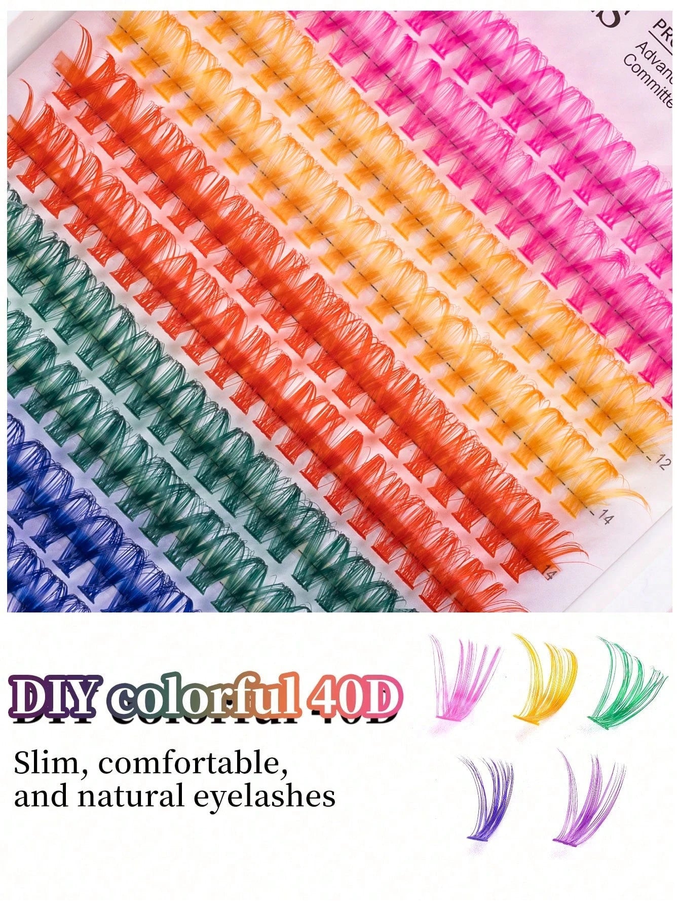 MEM 240Pcs 14mm Rainbow D-Curl Colored Lash Clusters With 6 Mixed Shades, Soft Lightweight Reusable Segmented False Eyelashes. Suitable For Beginners To Use At Home Or Travel, Perfect For Daily, Party