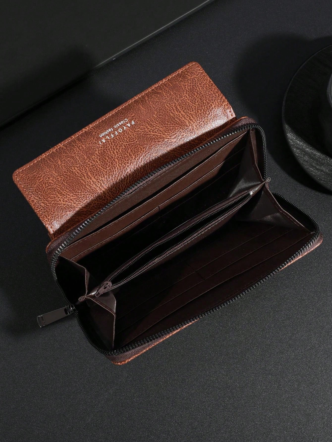 Men's Business Wallet Double Layer PU Leather Buckle Men's Bank Card Clip Zipper Wallet Wallets Wrist Wallet Essentials Items Big Wallet For Men Wallet Purse Wallet Long Wallet Wristlet Wallet