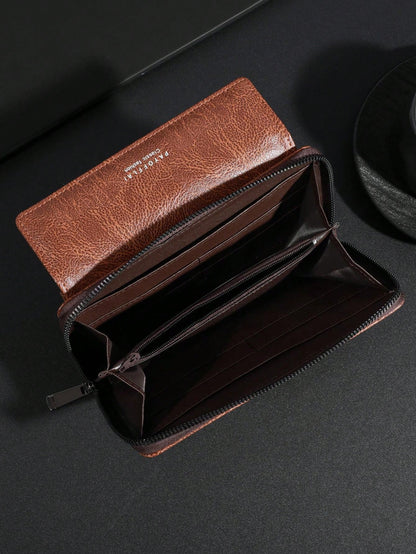 Men's Business Wallet Double Layer PU Leather Buckle Men's Bank Card Clip Zipper Wallet Wallets Wrist Wallet Essentials Items Big Wallet For Men Wallet Purse Wallet Long Wallet Wristlet Wallet