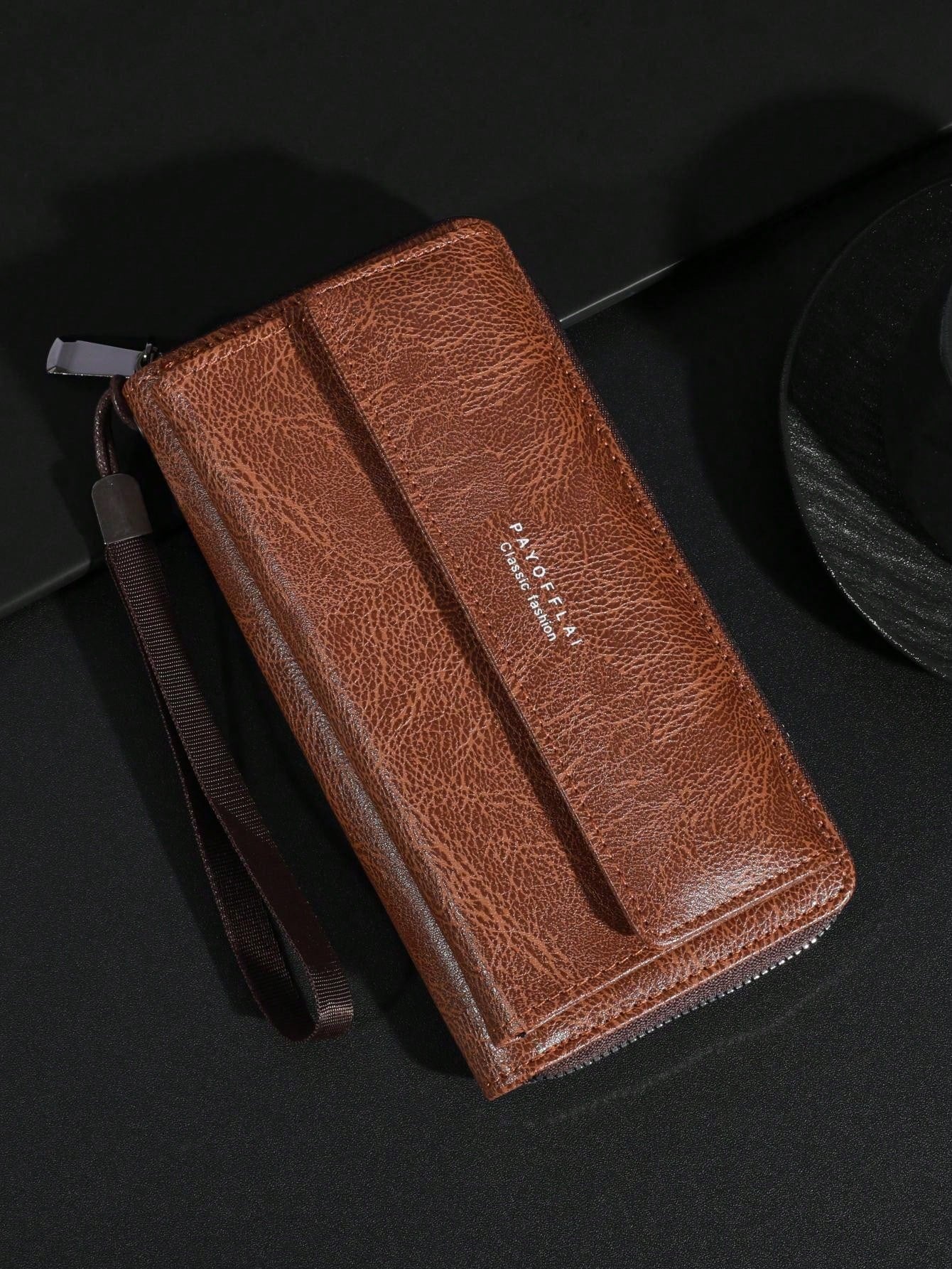 Men's Business Wallet Double Layer PU Leather Buckle Men's Bank Card Clip Zipper Wallet Wallets Wrist Wallet Essentials Items Big Wallet For Men Wallet Purse Wallet Long Wallet Wristlet Wallet