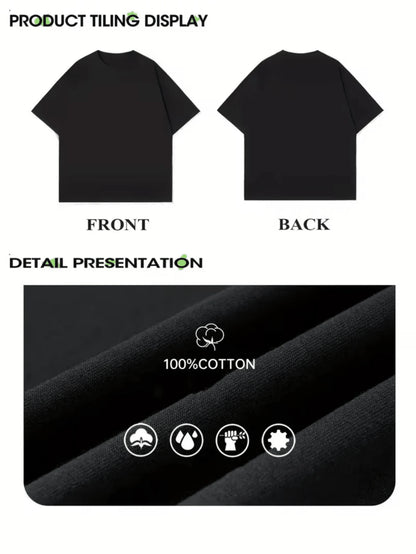 Men's Cotton Oversized Graphic Tee With Bold"Faith Over Fear"Print, Classic Crew Neck & Loose Y2K Hip-Hop Streetwear Fit.Versatile Casual Daily Top