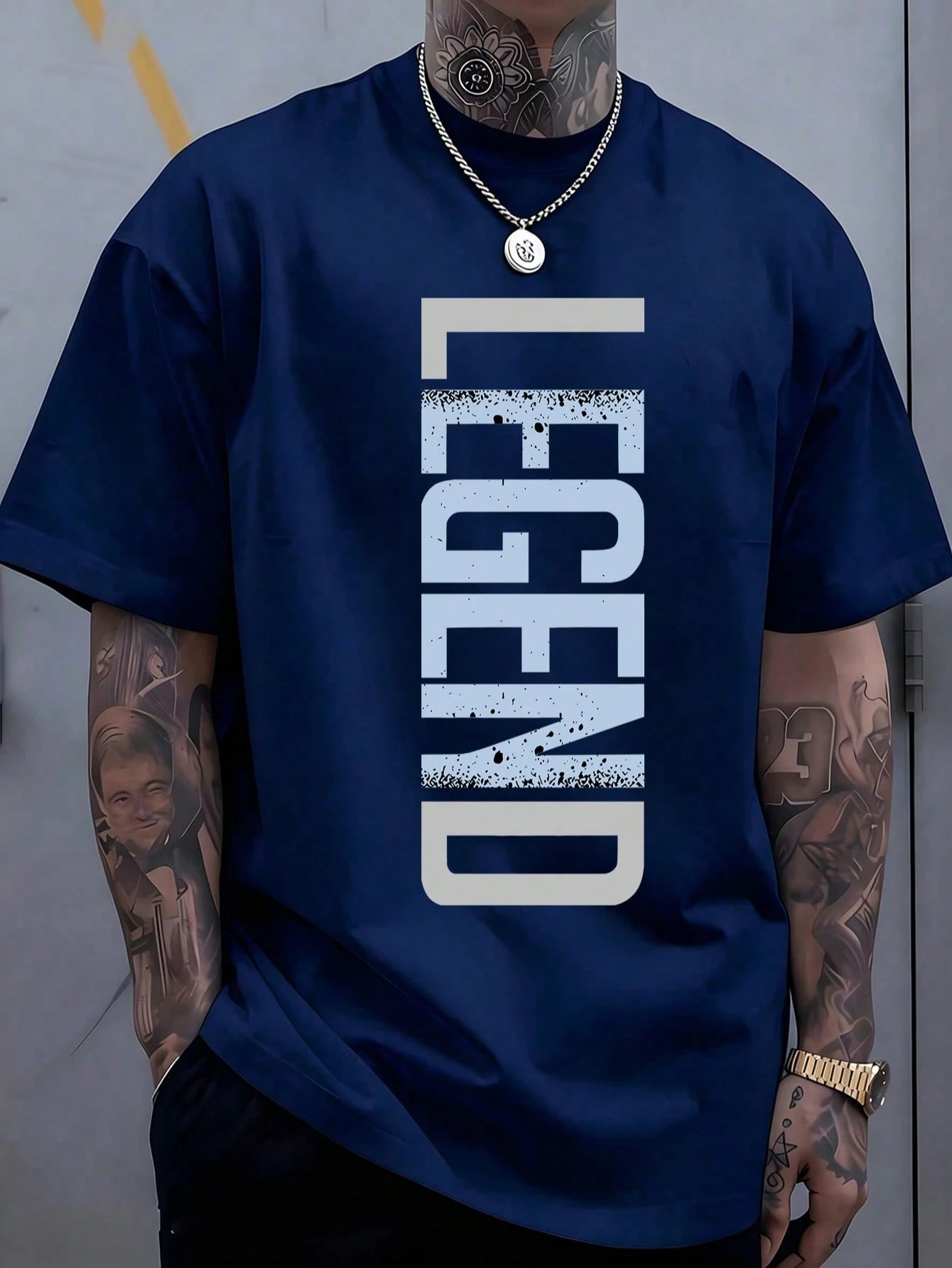 Men's Legend Graphic Tees- Casual Black Short Sleeve Crew Neck Shirt With Blue Lettering, Lightweight Summer Mens Clothes, Streetwear Men Clothing