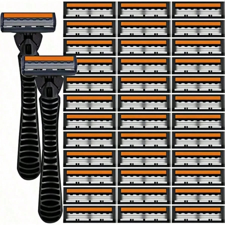 Men's Razors, Manual Shaving Razors, 3-Layres Blade Razors, Replacement Razor Blades, Hair Care Tools, Traditional Safety Razors For Smooth Shaving Travel