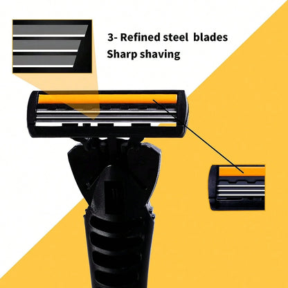 Men's Razors, Manual Shaving Razors, 3-Layres Blade Razors, Replacement Razor Blades, Hair Care Tools, Traditional Safety Razors For Smooth Shaving Travel