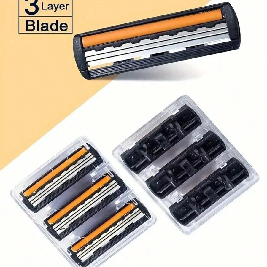 Men's Razors, Manual Shaving Razors, 3-Layres Blade Razors, Replacement Razor Blades, Hair Care Tools, Traditional Safety Razors For Smooth Shaving Travel
