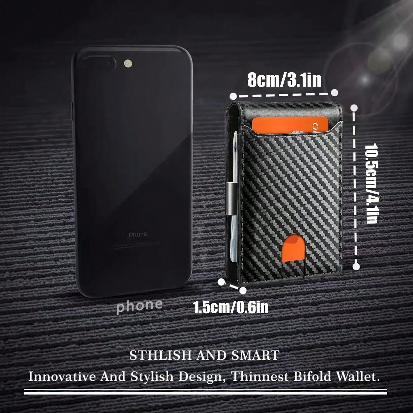 Men's RFID Bifold Wallet, Waterproof Scratchproof Ultra Fiber Leather, Carbon Fiber Texture, Multi Slots, Cash Pocket, Light Gift For Daily Travel