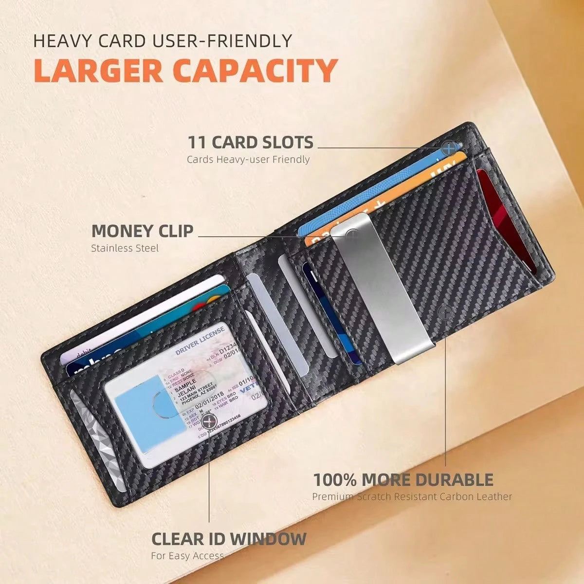 Men's RFID Bifold Wallet, Waterproof Scratchproof Ultra Fiber Leather, Carbon Fiber Texture, Multi Slots, Cash Pocket, Light Gift For Daily Travel