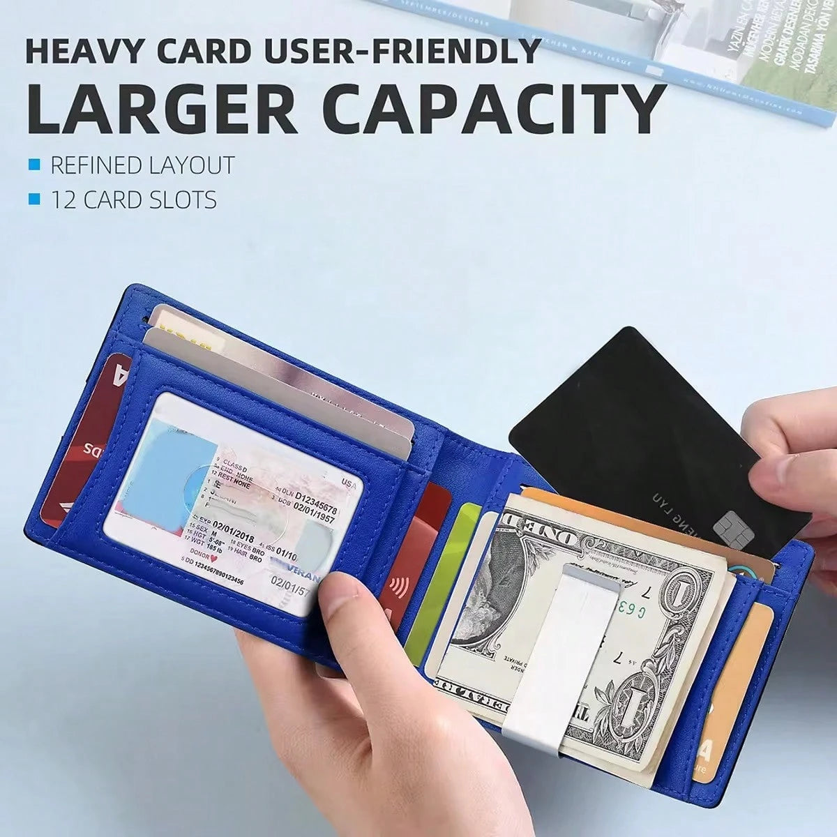 Men's RFID Bifold Wallet, Waterproof Scratchproof Ultra Fiber Leather, Carbon Fiber Texture, Multi Slots, Cash Pocket, Light Gift For Daily Travel