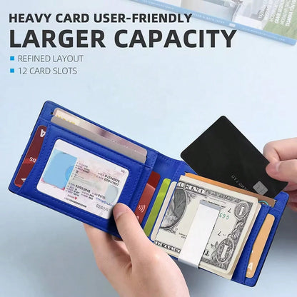 Men's RFID Bifold Wallet, Waterproof Scratchproof Ultra Fiber Leather, Carbon Fiber Texture, Multi Slots, Cash Pocket, Light Gift For Daily Travel