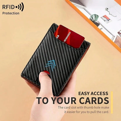 Men's RFID Bifold Wallet, Waterproof Scratchproof Ultra Fiber Leather, Carbon Fiber Texture, Multi Slots, Cash Pocket, Light Gift For Daily Travel