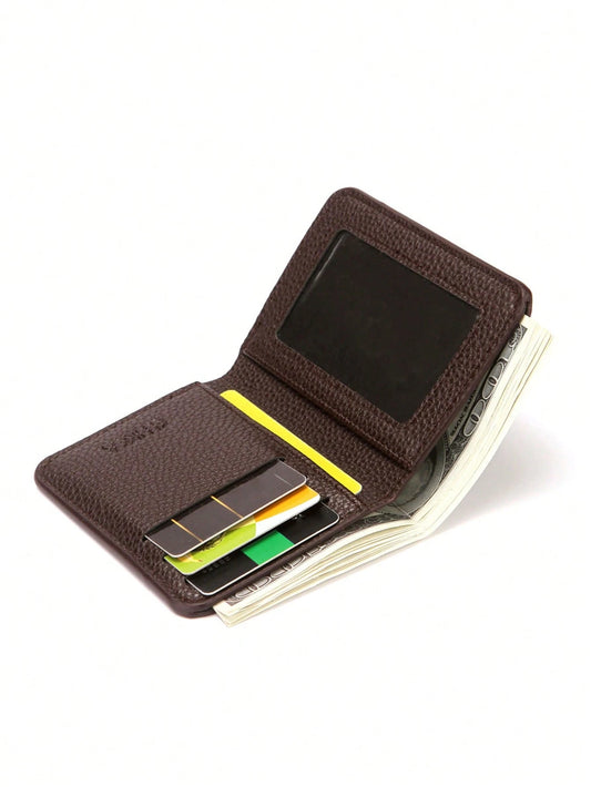 Men's Short Wallet & Card Holder PU Leather Textured Compact Bifold Wallet Multi-Card Slots Solid Color For Men Wallet Mini Wallet Purse Wallet Small Wallet Card Wallet For Men Leather Travel Essentia