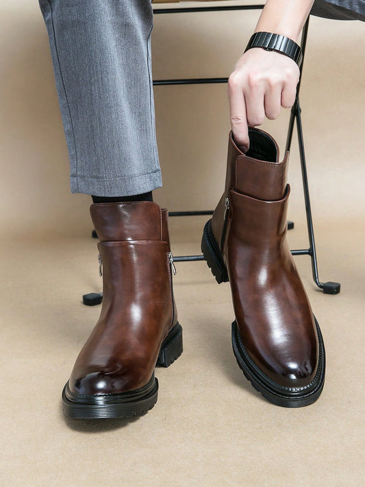 Mens Chelsea Boots Formal Dress Ankle Boots Fashion Plain Toe Prom Boots Tuxedo Wedding Dress Business Causal Lightweight Western Boots For Men
