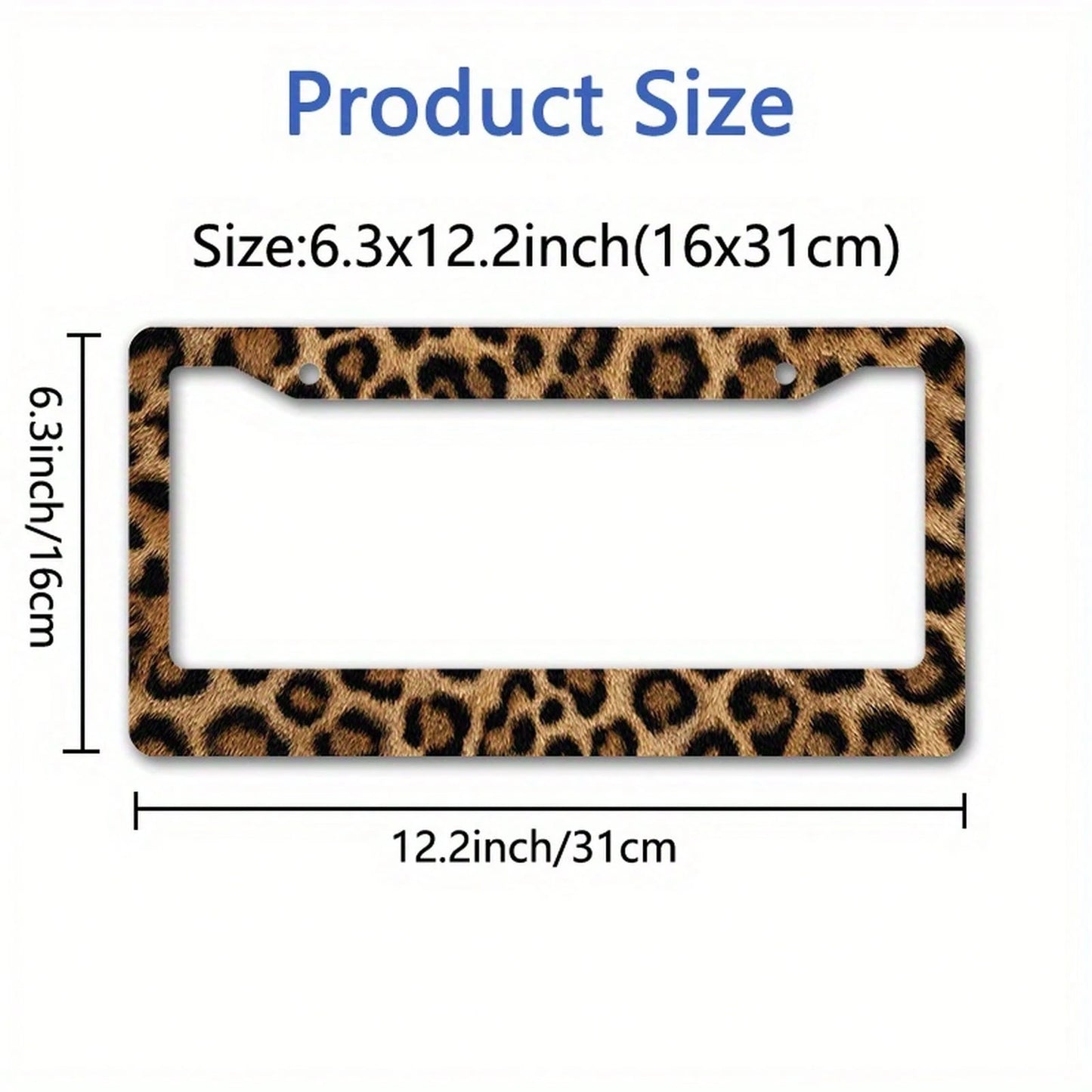 Metal Frame License Plate, Leopard Print Design, Perfect For Decorating Your Car And Creating A Desert Adventure Theme