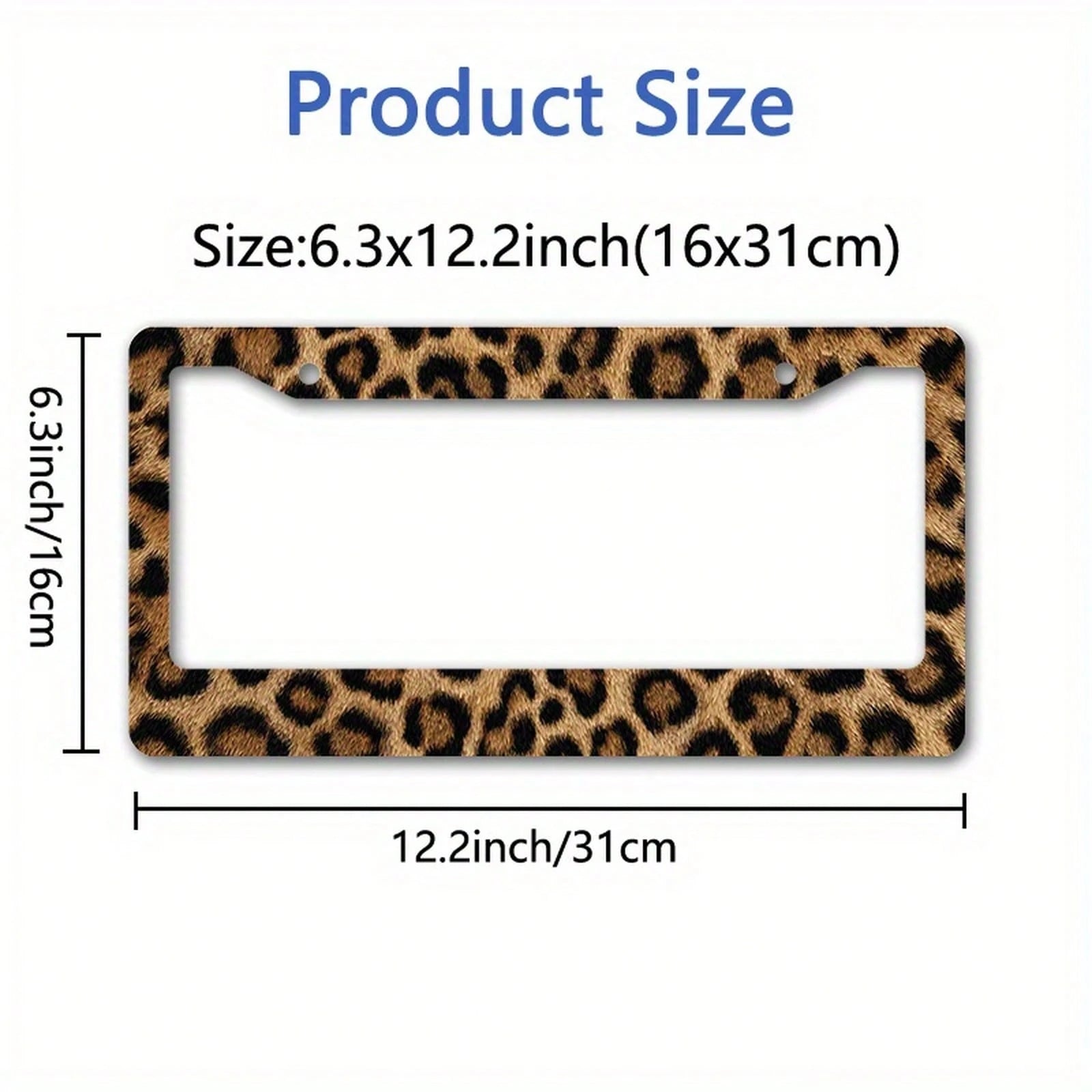 Metal Frame License Plate, Leopard Print Design, Perfect For Decorating Your Car And Creating A Desert Adventure Theme