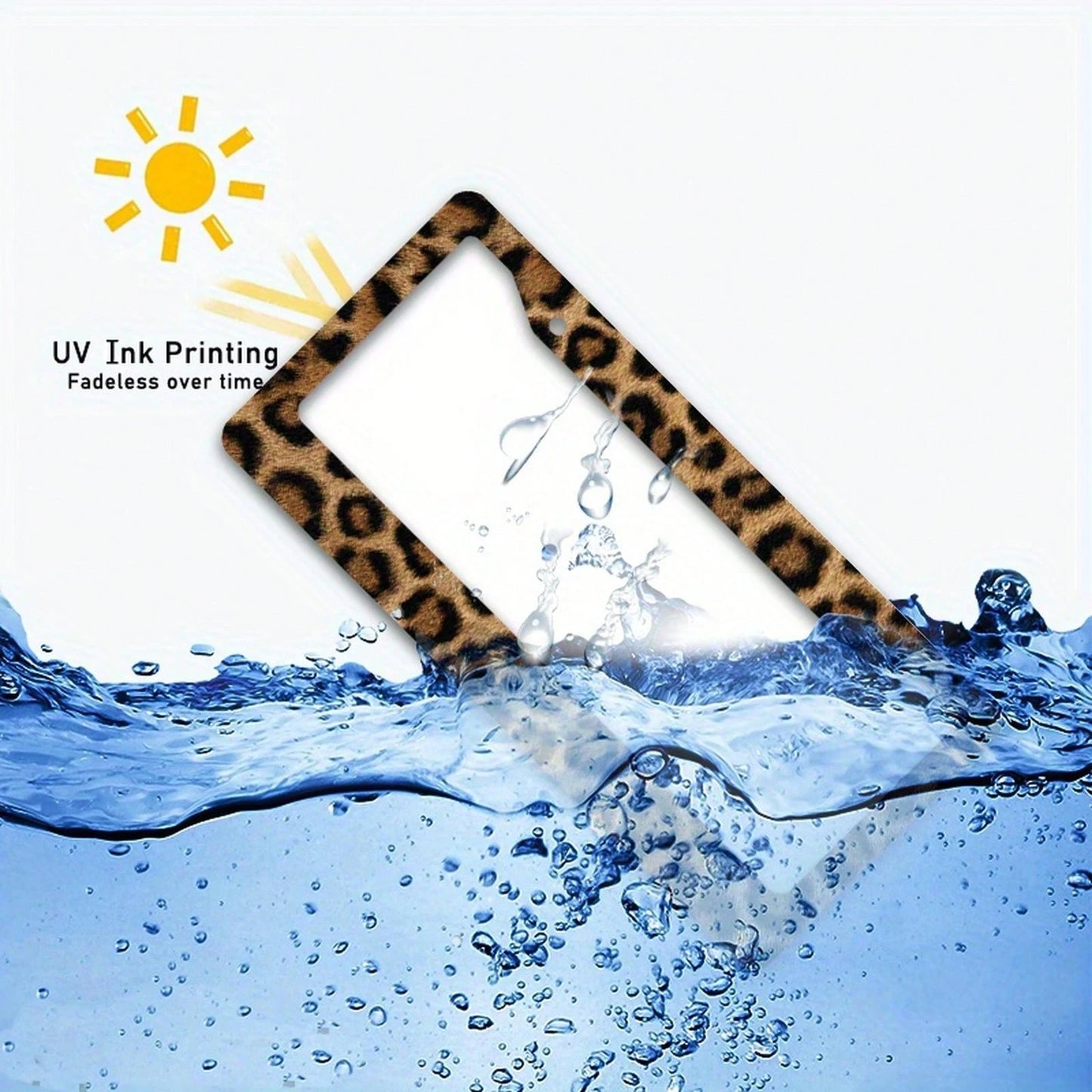 Metal Frame License Plate, Leopard Print Design, Perfect For Decorating Your Car And Creating A Desert Adventure Theme