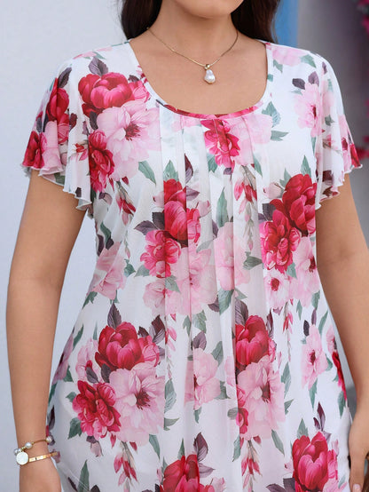 Miaspire Plus Size Women's Elegant Floral Print Shirt, Summer Blouses For Women Casual Tops Ladies Latest New Arrivals Blouse Beautiful