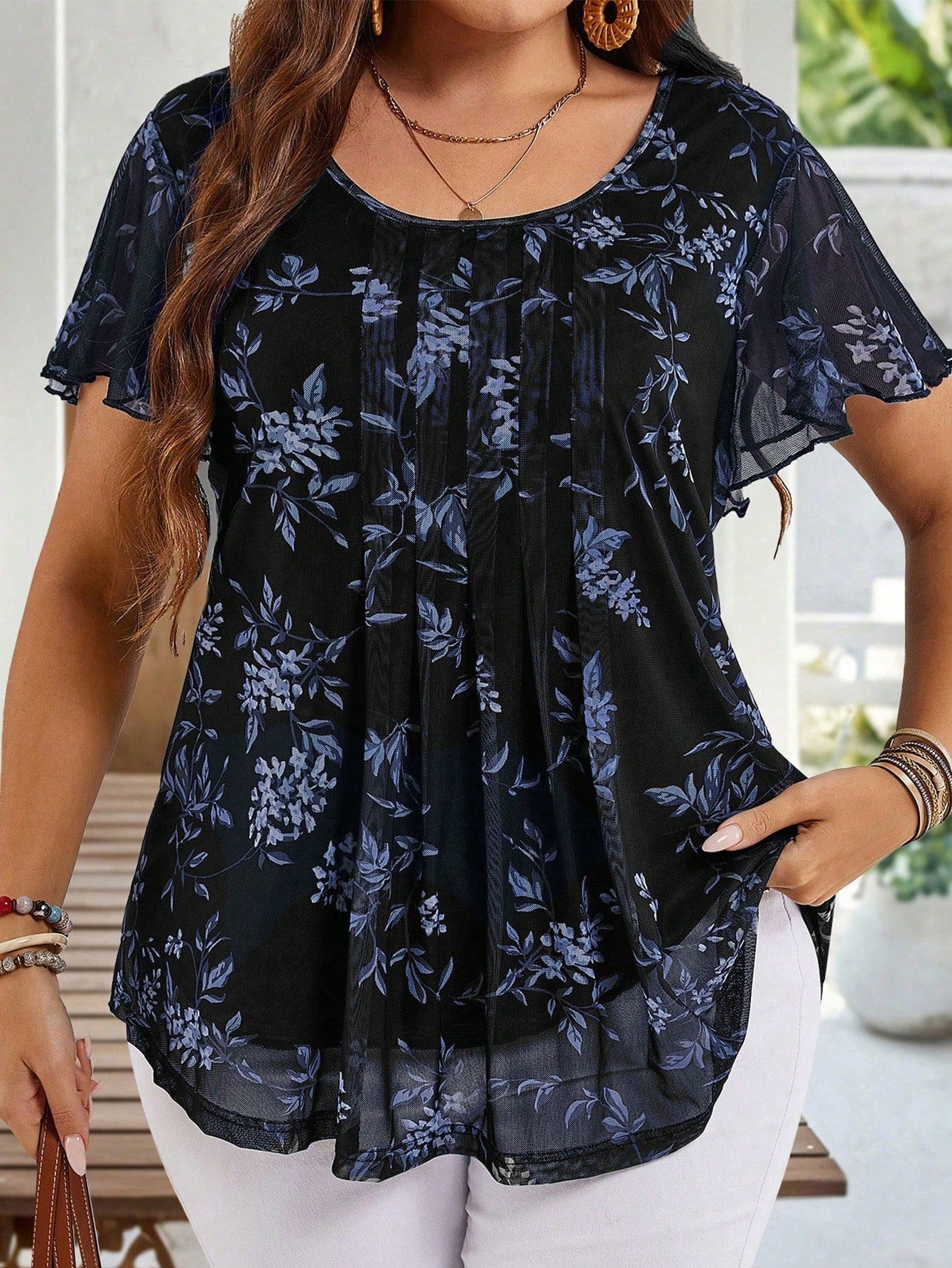 Miaspire Plus Size Women's Elegant Floral Print Shirt, Summer Blouses For Women Casual Tops Ladies Latest New Arrivals Blouse Beautiful