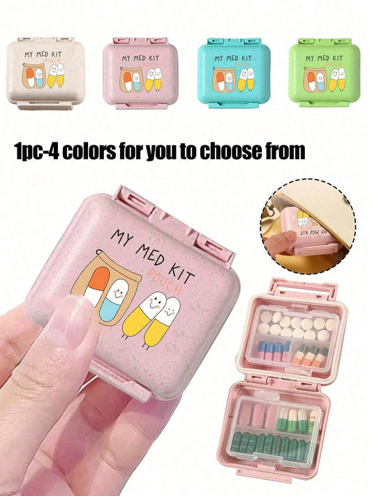 Mini 6-Compartment Portable Pill Box, Medicine Storage Box, Travel Pill Case, 6-Compartment Small Pill Box With "My Pill Bag" And Pill Pattern, Sealed Pill Storage Box, 6-Day Weekly Storage Box, First