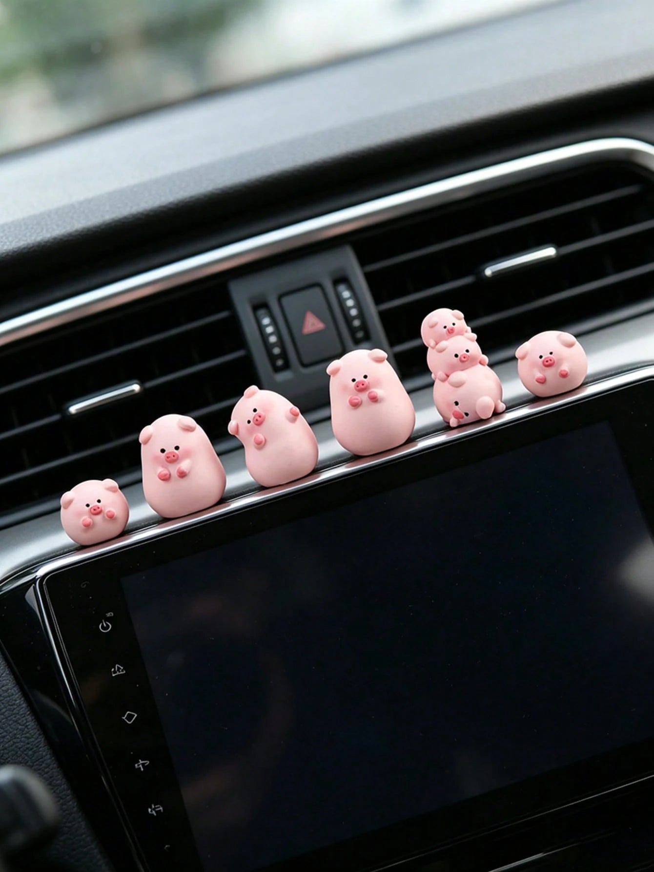 Mini Adorable Fat Pig Figurines Set, 6 Different Shapes Kawaii Pink Pig Car Ornaments, Resin Animal Statues For Desk & Micro Landscape Decor